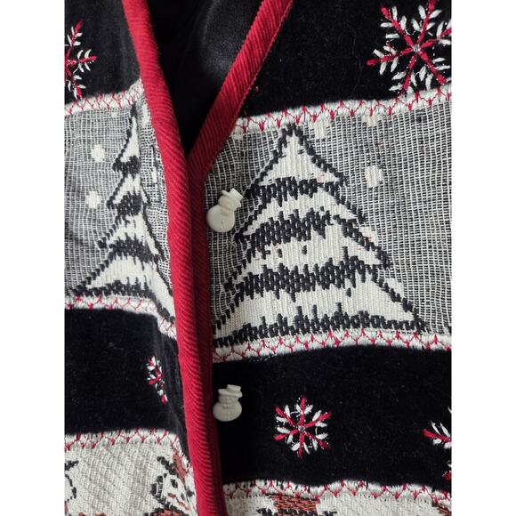 Vintage Dressbarn Vest Plus Size 1X Embroidered Snowman Ugly Christmas - Picture 1 of 4